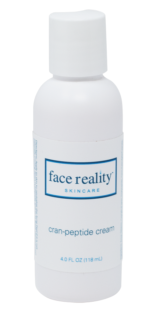 White bottle of cran-peptide cream 4 oz backbar